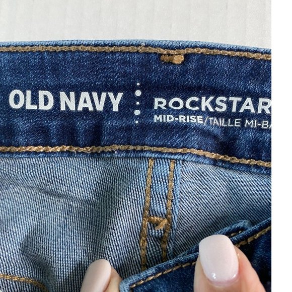Old Navy Rockstar Womens Mid-Rise Skinny Blue Jean Emo Y2K Streetwear Size 00 - Picture 3 of 9